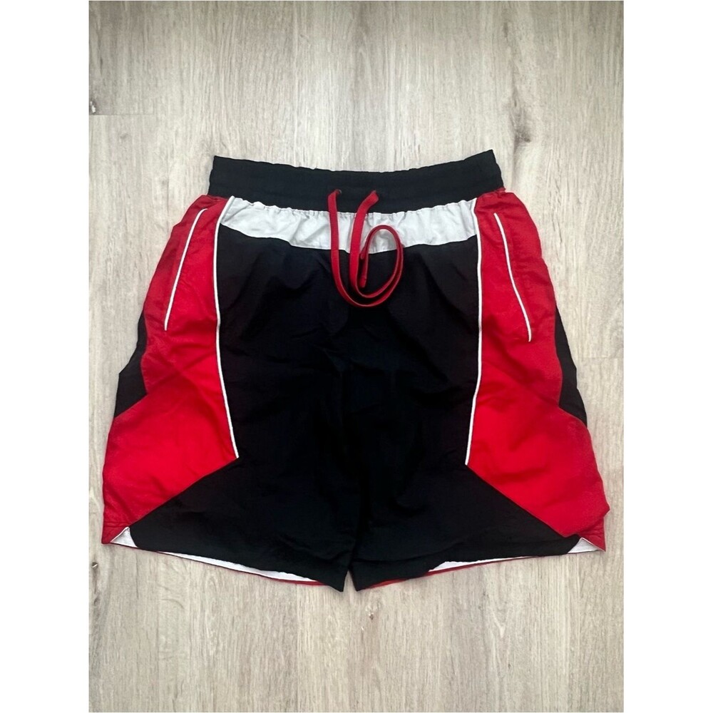 Vintage Nike Swim Trunks Mens Large Black Red Basketball Shorts Retro Y2K 90s